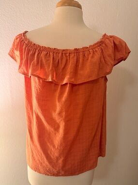 a.n.a Carnelian Orange Off-Shoulder Ruffle Blouse NWT Size XXL